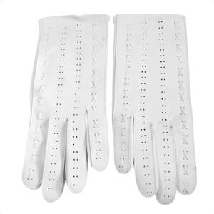 Vntg 1970s Leather Like Vinyl Women's Gloves White Driving One Size Grandmacore